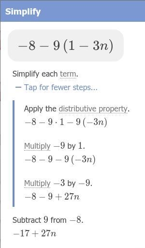 Distribute -8 - 9(1-3n)-example-1