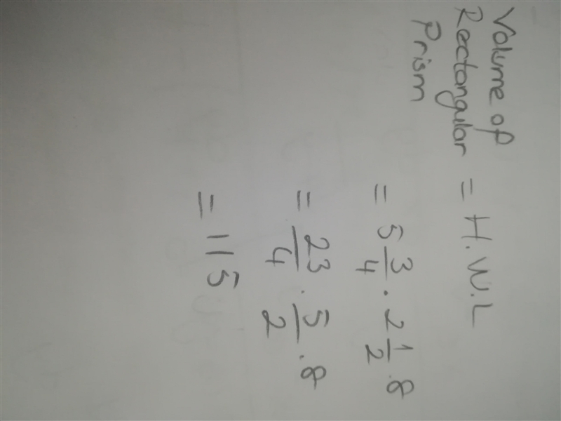 Find the volume of the rectangular prism below. 2 1/2yd 5 3/4yd 8 yd-example-1