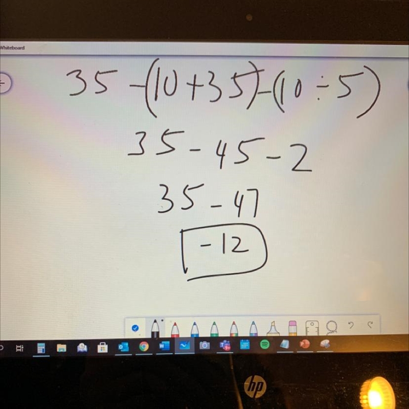 What is the anwser to the question 35−10+35−10÷5-example-1