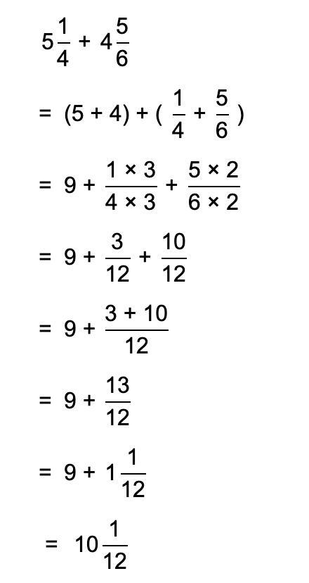 Add and reduce to lowest terms: 5 1/4+4 5/6-example-1