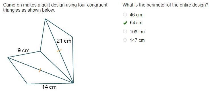 need explanation on answer: Cameron makes a quilt design using four congruent triangles-example-1