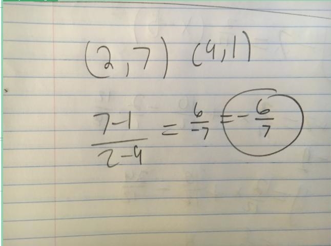 Find the slope of the line that passes through 2,7 and 9, 1-example-1