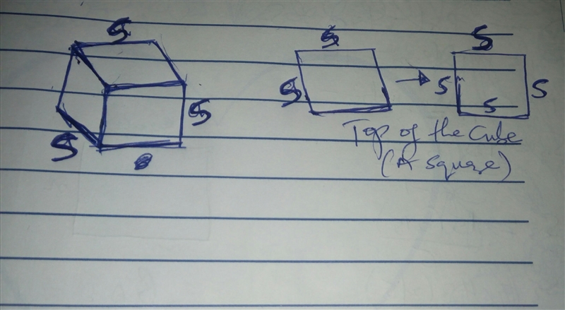 Sergio wants to glue a ribbon around the top of a cube box with a volume of V. Which-example-1