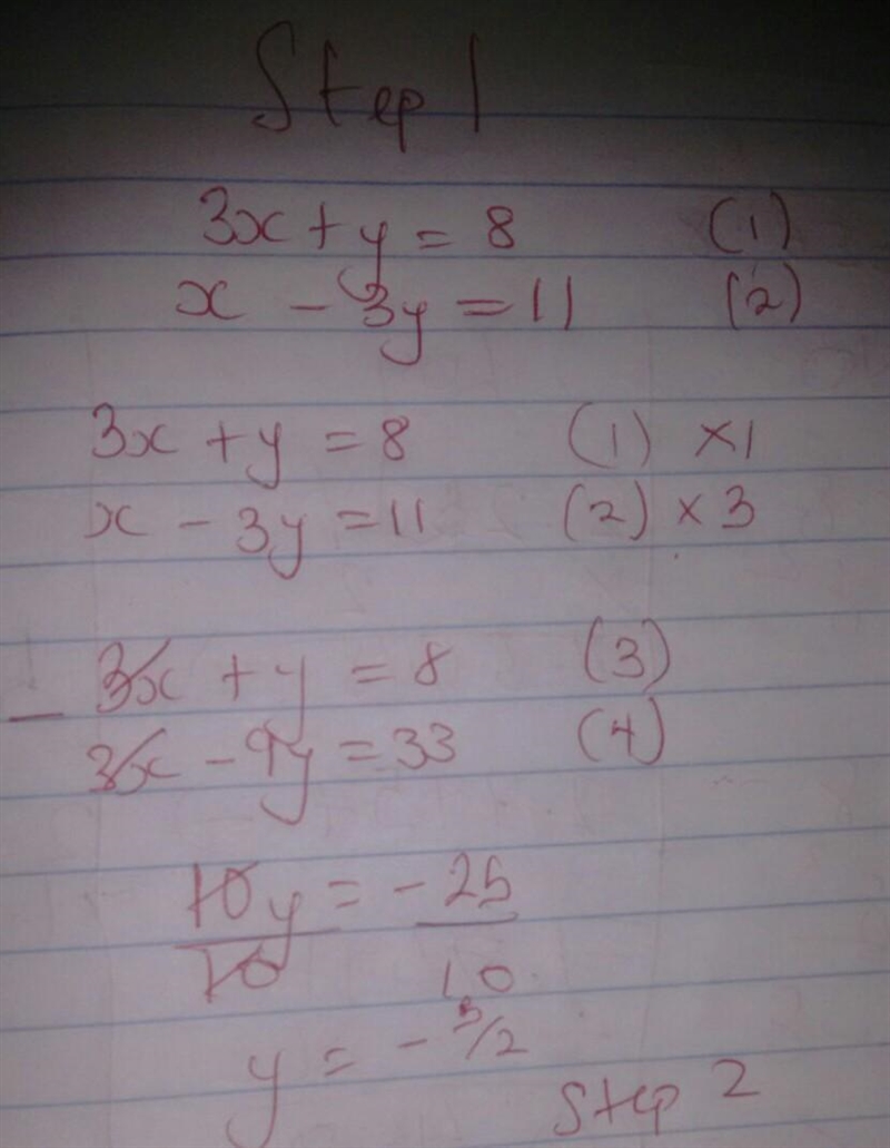 3x + y = 8 X - 3y = 11-example-1