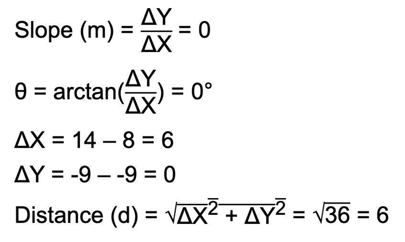 What is the slope of the line that passes through the points (8,-9) and (14, -9)? Write-example-1