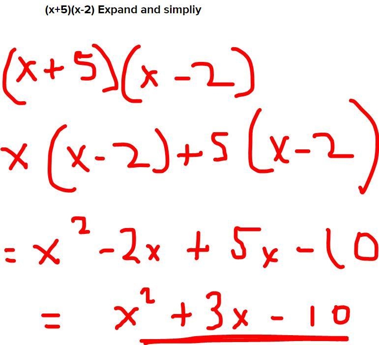 (x+5)(x-2) Expand and simpliy-example-1