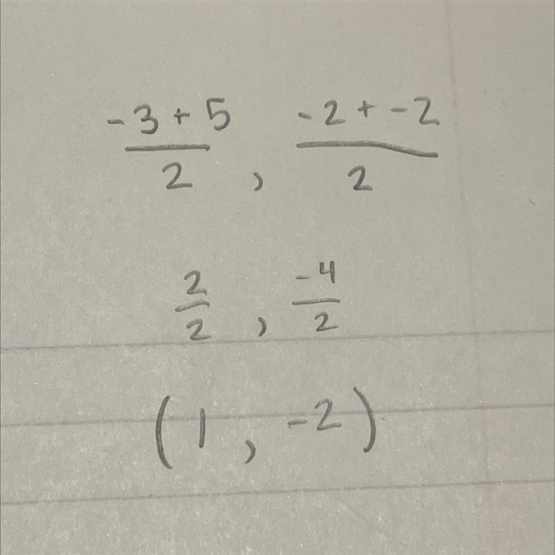 Find the midpoint of (-3, -2) and (5, -2).-example-1