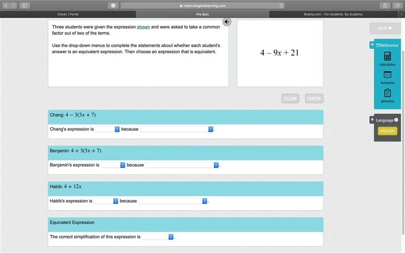 Three students were given the expression shown and were asked to take a common factor-example-1