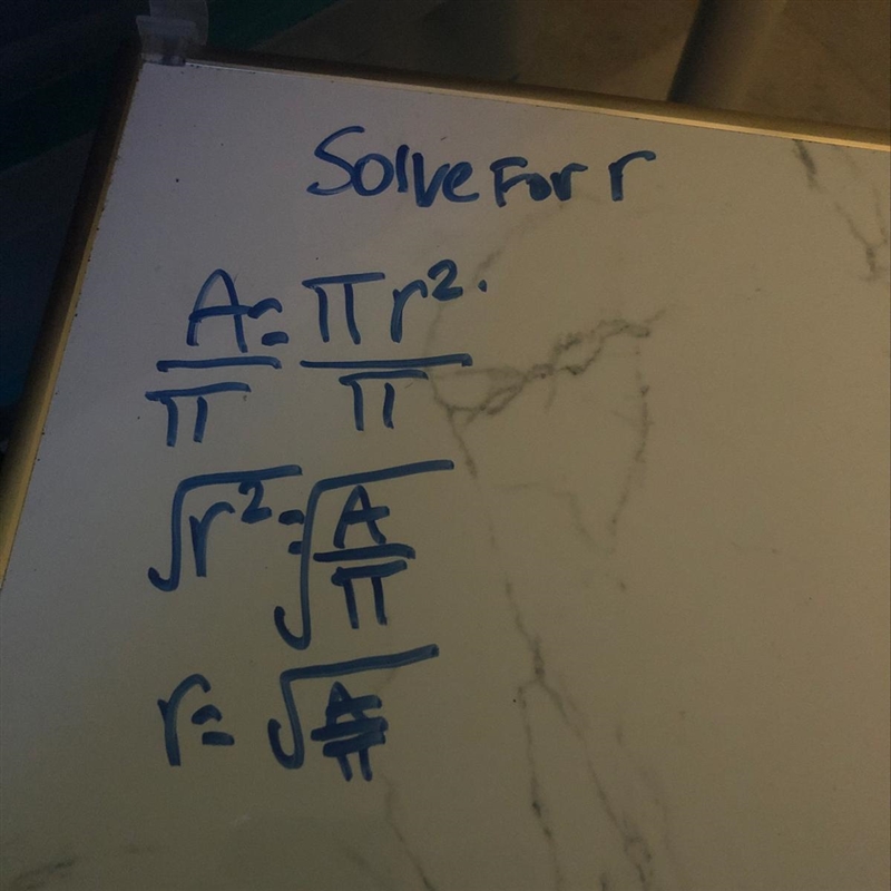 A equal pie r square solve for r-example-1