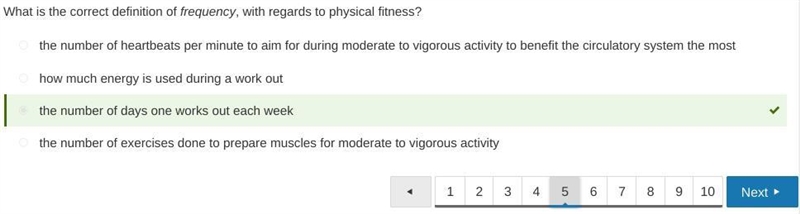 What is the correct definition of frequency with regards to physical fitness? the-example-1