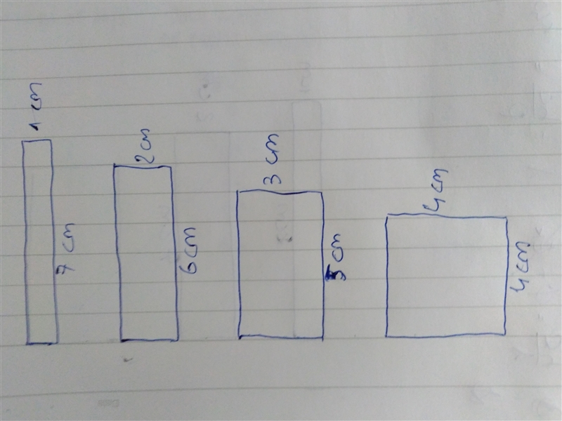 On a centimeter dot grid, draw all possible rectangles with a perimeter of 16 cm and-example-1