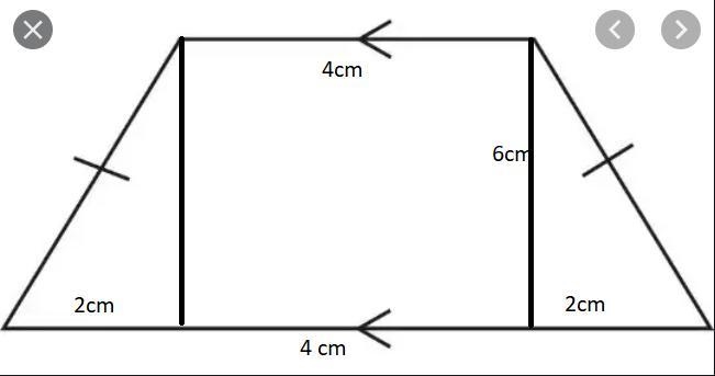 An isosceles trapezoid was broken into a rectangle and two triangles. What are the-example-2