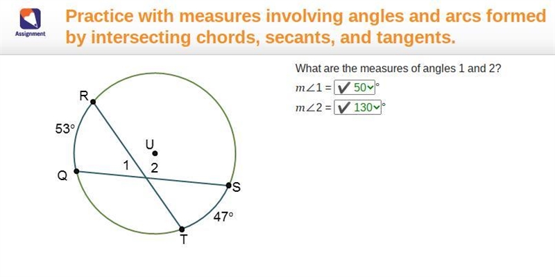 What are the measures of angles 1 and 2? m<1= m<2=-example-1