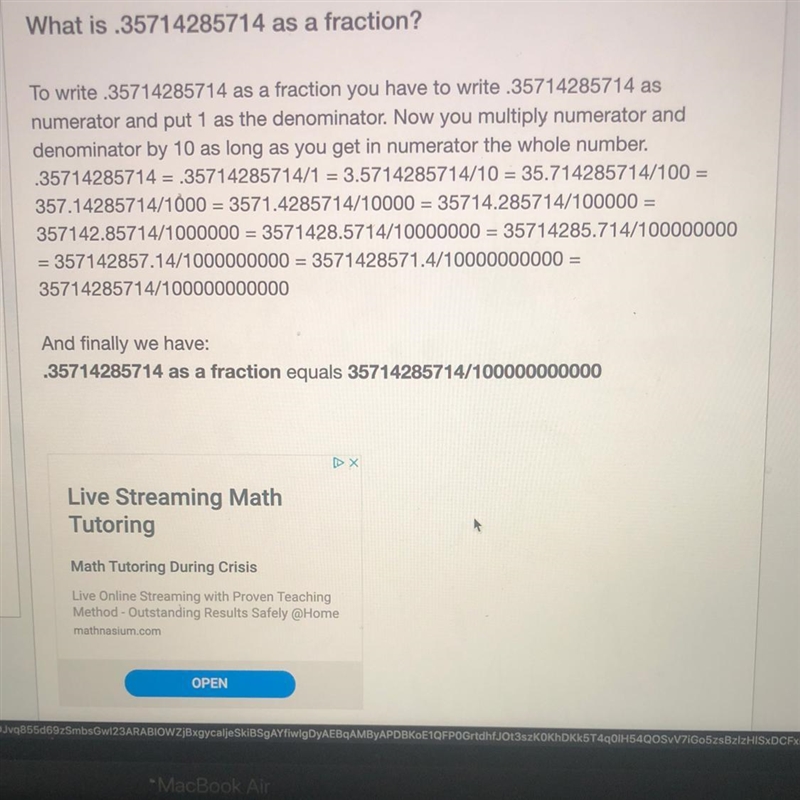 What is 0.35714285714 as a fraction?-example-1