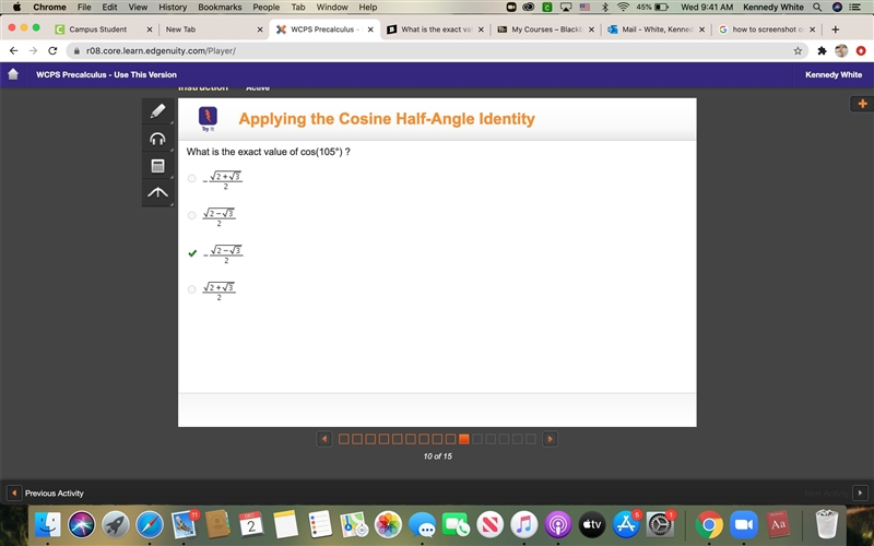 What is the exact value of cos 105°?-example-1