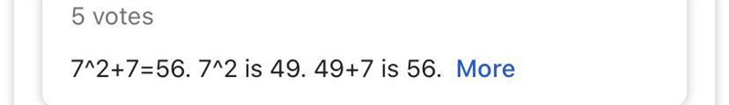 Write a expression that equals 56 include an exponent.-example-1