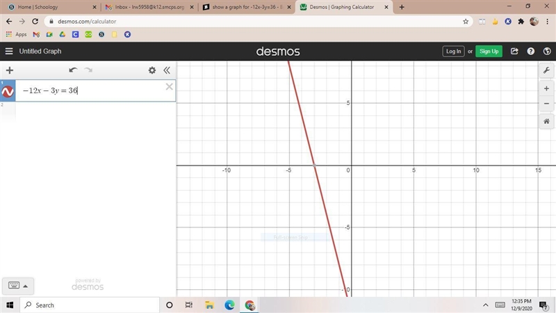 Show a graph for -12x-3y=36-example-1