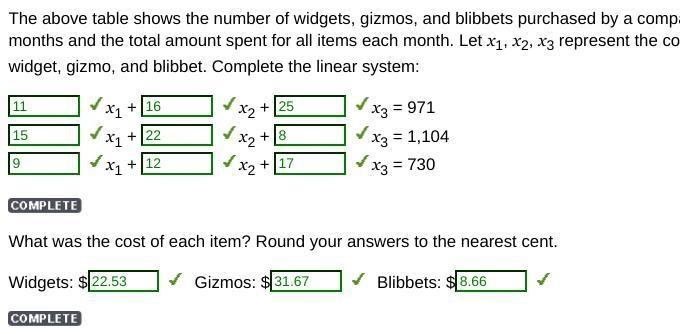 The above table shows the number of widgets, gizmos, and blibbets purchased by a company-example-1