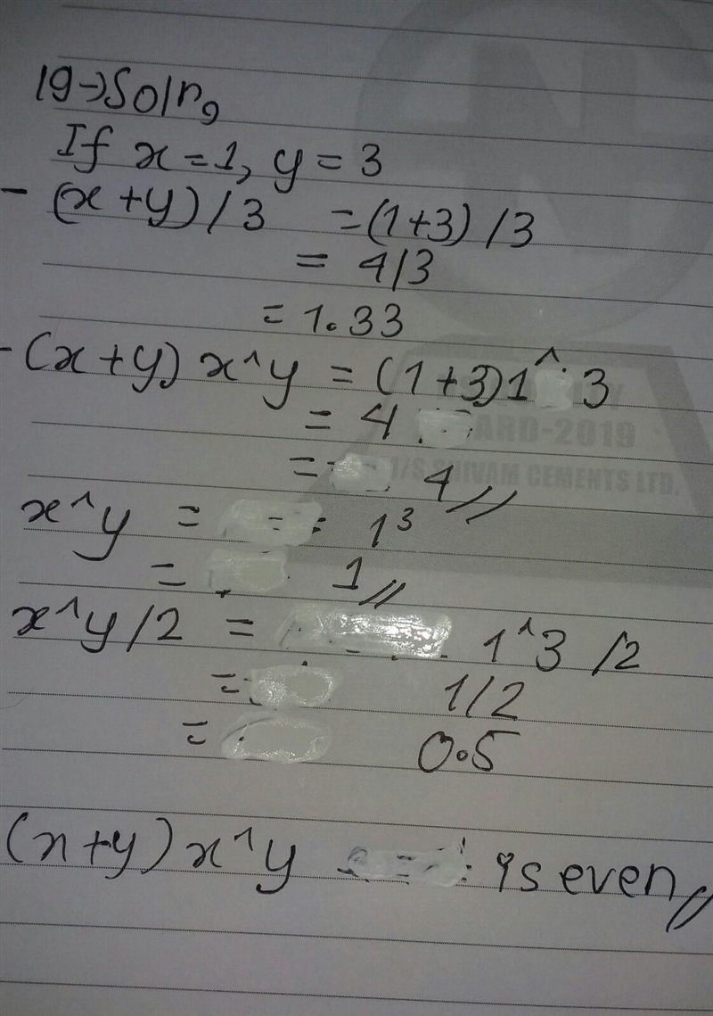 19) If x an y are odd numbers which of the following is even? a)(X+y)/3 b) (x+y) x-example-1