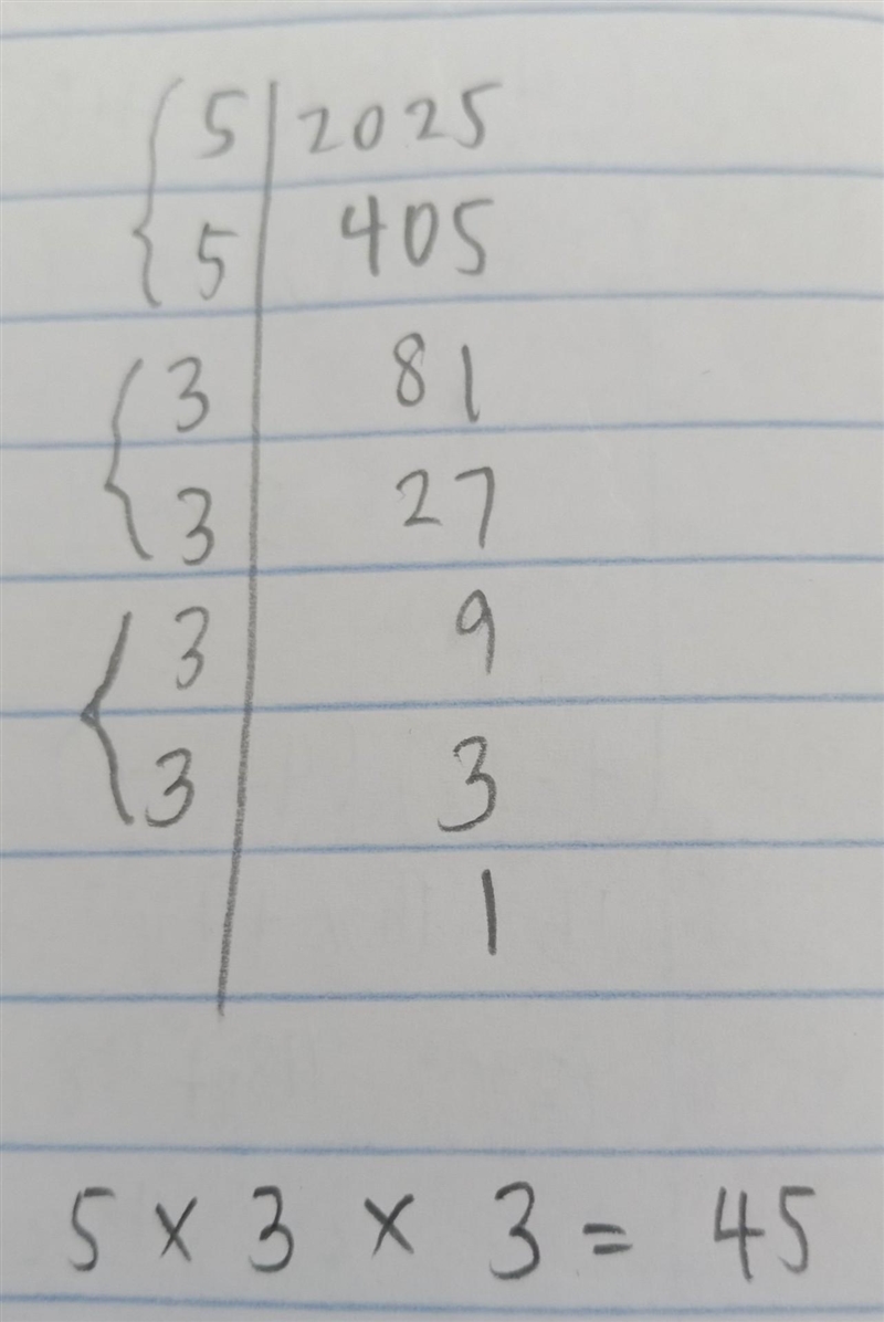 Square root of 2025 by prime factorisation​-example-1