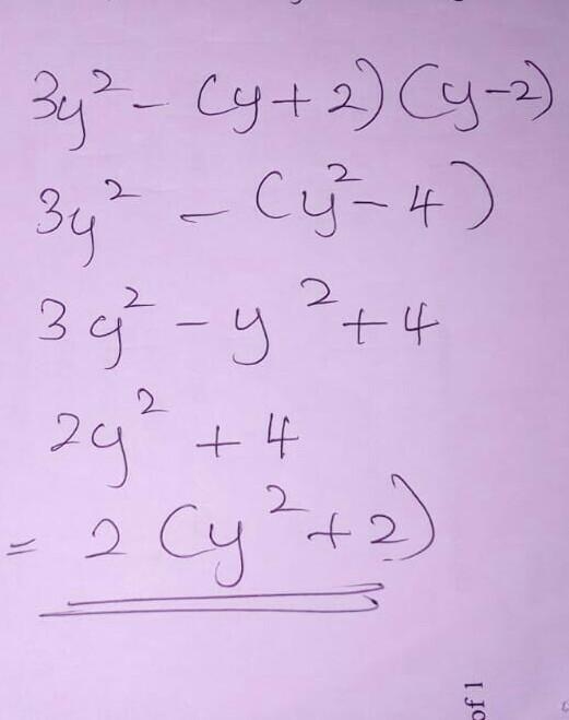 Solve 3y^{2} - (y + 2) (y - 2)-example-1