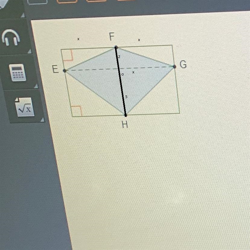 Kite E F G H is inscribed in a rectangle. Points F and H are midpoints of sides of-example-1