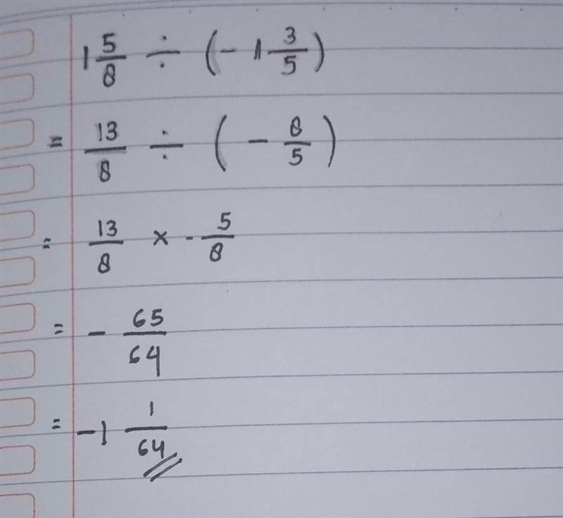 What is the quotient? 158÷(−135) Enter your answer as a mixed number, in simplified-example-1