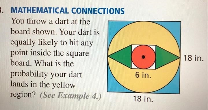 You throw a dart at the board shown. Your dart is equally likely to hit any point-example-1