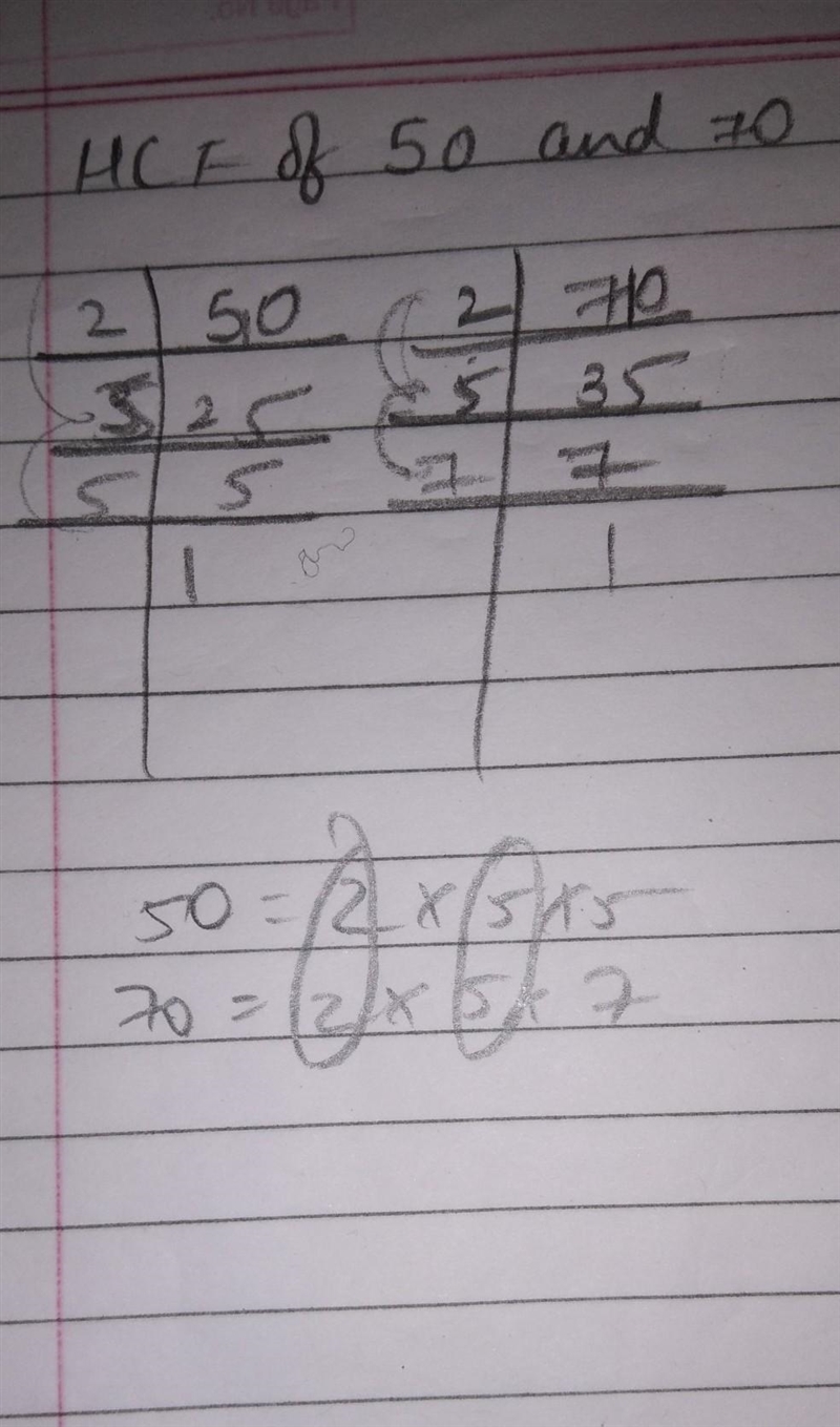 Find the HCF of 50 and 70 by using euclid s division method​-example-1