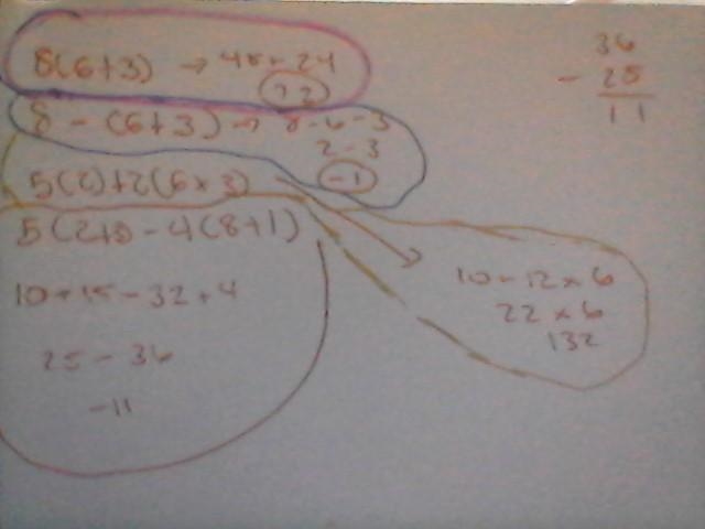 Which expression is a Product? A) 8(6 + 3) 8 B) _ (6 +3) C) 5 (2) + 2(6 x 3) D) 5(2 + 3) - 4 (8 +1)-example-1