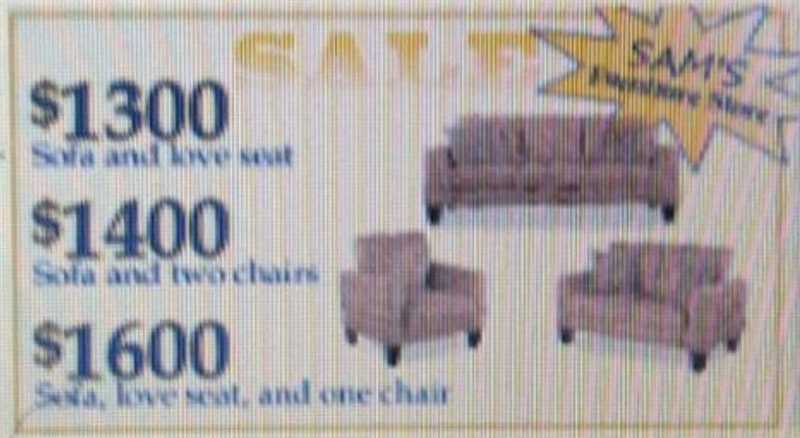 Sam's Furniture Store places the following advertisement in the local newspaper. Write-example-1