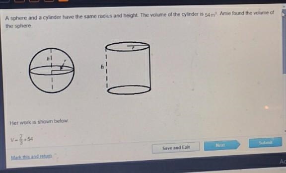 A sphere and a cylinder have the same radius and height. The volume of the cylinder-example-1