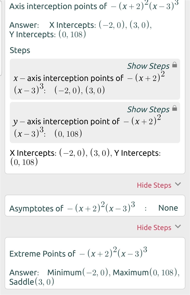 What is the equation of the graphed polynomial below? 1 y = (-x + 2)2(-x + 3) 3 y-example-1