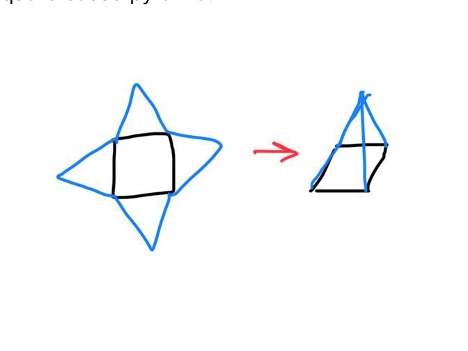 Gure below shows a net made up of the four triangles four triangles and a square. Which-example-1