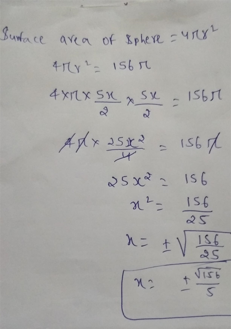 PLEASE ANSWER THIS EASY QUESTION ASAP! A sphere has a diameter of 5x centimeters and-example-1