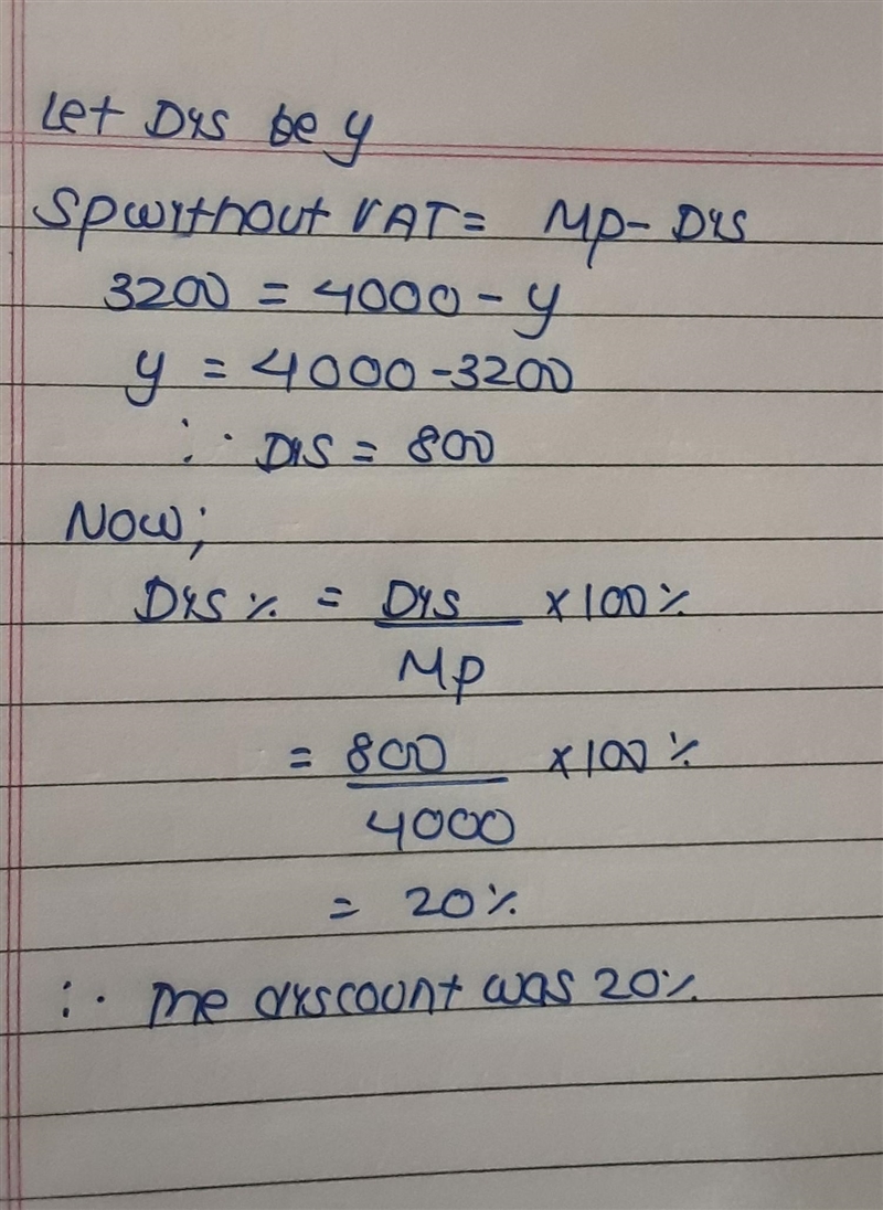 the market price of an articles is rs 4000. if the price of the aricle including13 % vat-example-2