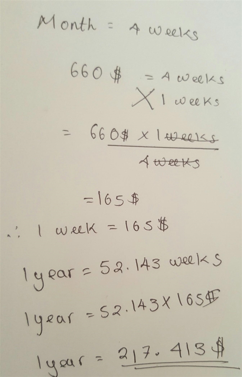 The Rius family spends $ 660 a month on food. How much do they spend a week? And a-example-1