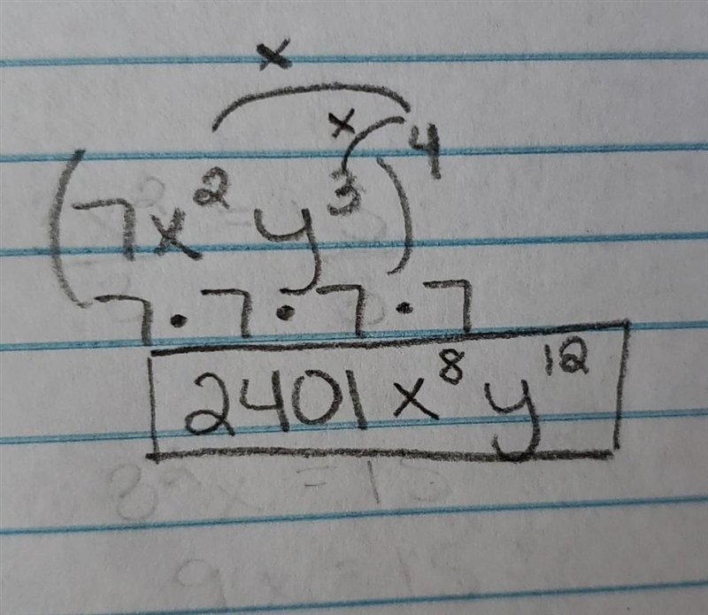 Simply the expression. (7x^2y^3)^4-example-1