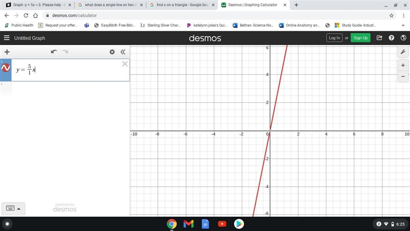 Graph -y + 5x = 0. Please help-example-1