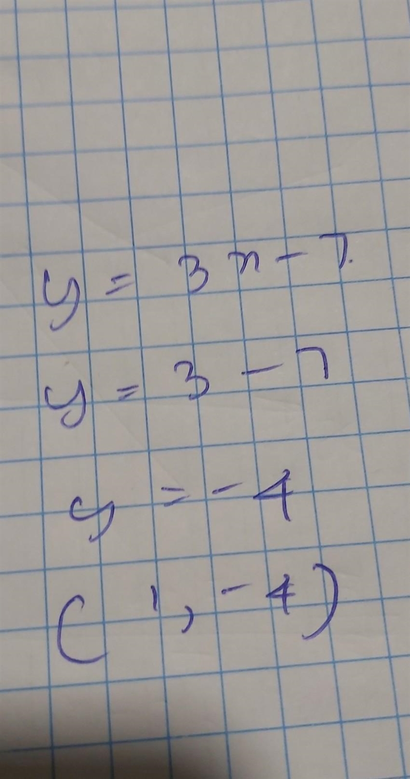 Y=3x-7 Complete the missing value in the solution to the equation. (1,_)-example-1