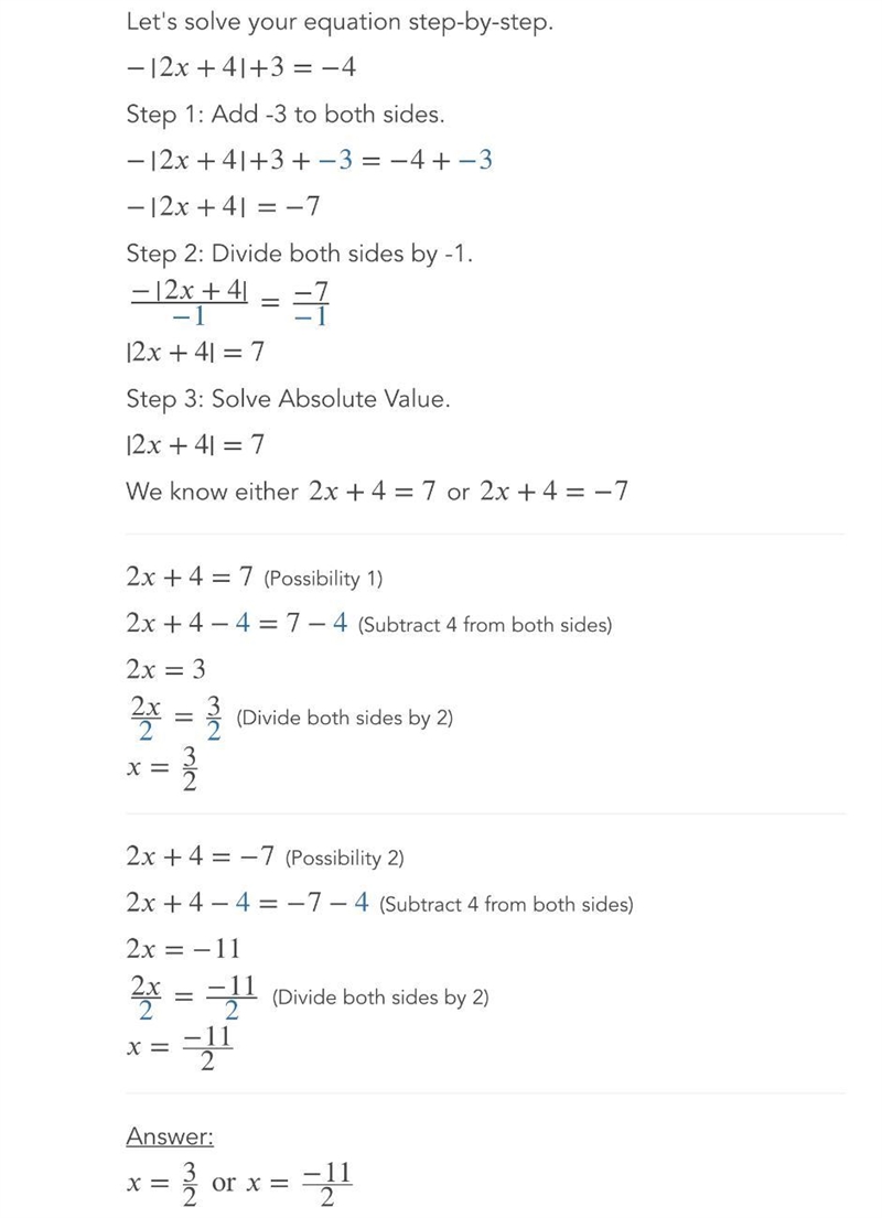 − ∣2x + 4∣ + 3 = -4 Confusion has entered my brain.-example-1