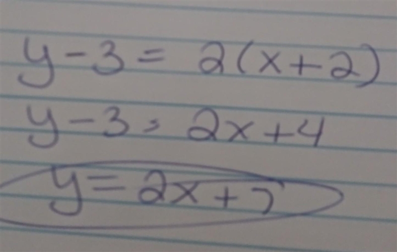 Write the equation of the line in point-slope form that passes through the point (-2.3) 1 and-example-1