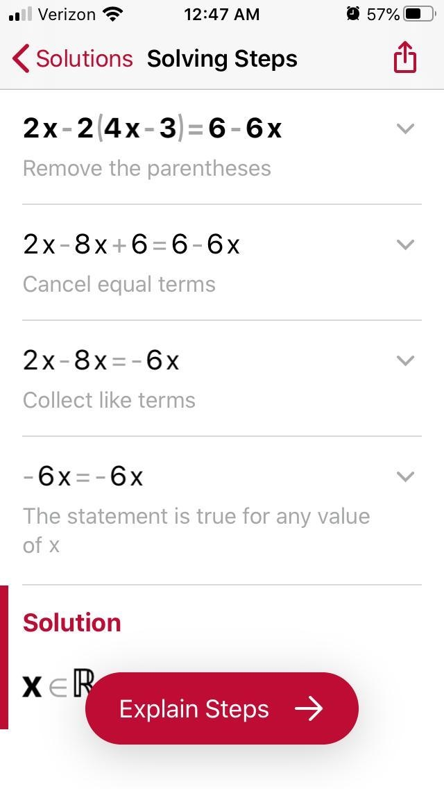 2x-2(4x-3)=6-6x. What is the answer?-example-1