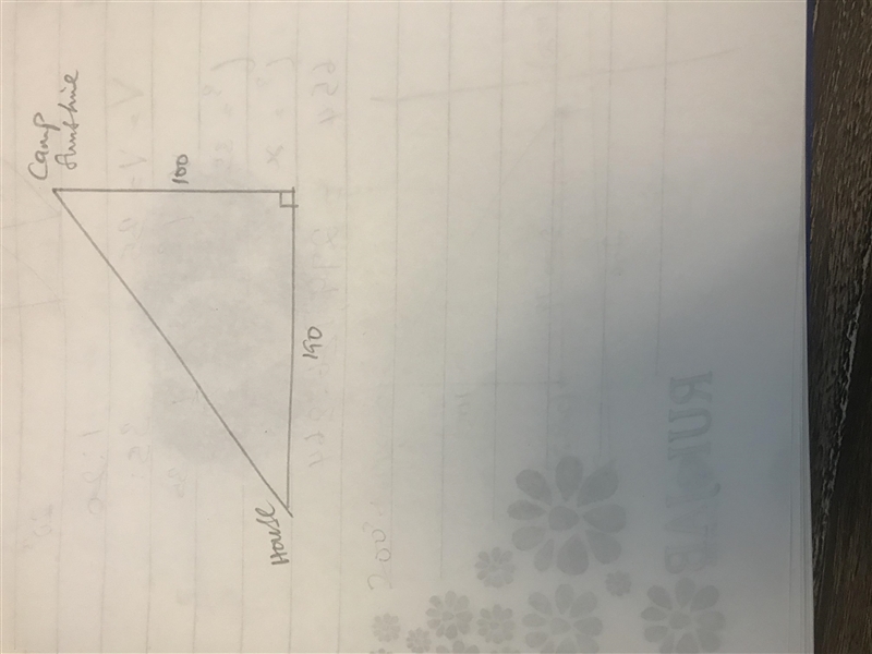 Camp Sunshine is also on the lake. Use the Pythagorean Theorem to find the distance-example-1