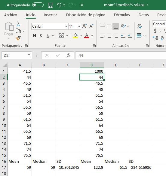 Create a data set of 15 numbers where the mean and median are both 59 and the standard-example-1