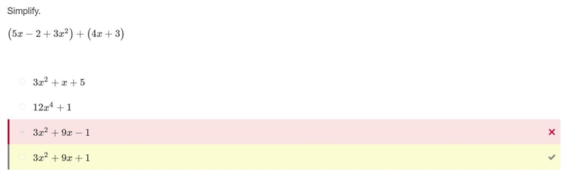 Simplify (5x−2+3x2)+(4x+3) Step by step please-example-1
