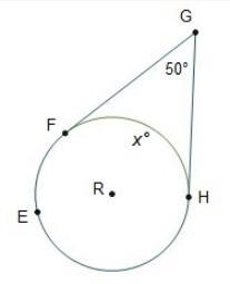 In the diagram of circle R, m FGH is 50. what is mFEH-example-1