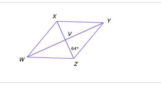 Quadrilateral WXYZ is a rhombus. What is the measure of < XWZ? A) 64 B) 26 C) 52 D-example-1