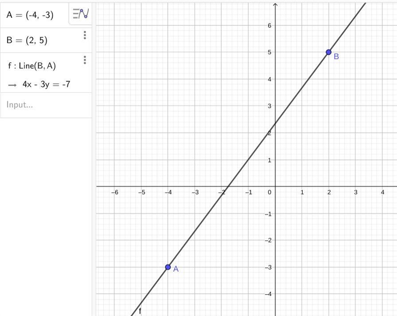 (-4,-3) and (2,5) to draw a line Click a senment to-example-1