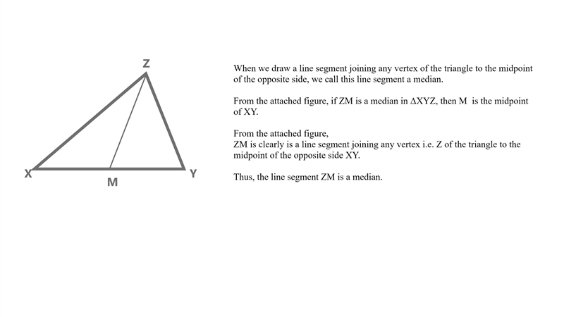 What does it mean for a segment of a triangle to be a median-example-1